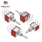 Vertical Right Angle 2/3/10A 125/250V AV 3/6Pins 2/3Position SPDT PCB Mount Toggle Switch ON-OFF-ON Rocker Switche ON-ON