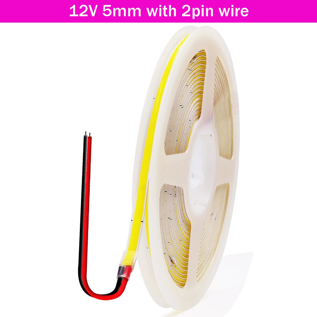 5V USB COB LED Strip 12V 3mm 5mm 8mm Width Flexible LED Tape 320LEDs COB Light with Adhesive High Density Linear Lighting