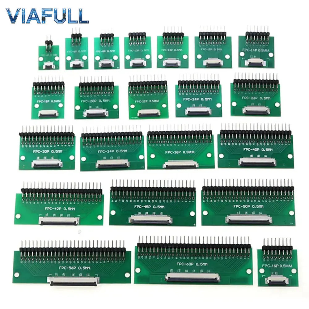 0.5mm FPC/FFC Breakout Board with Right Angle Male Pins, Pre-Soldered 2.54mm DIP Adapter for Flat Ribbon Cable, 4-80P