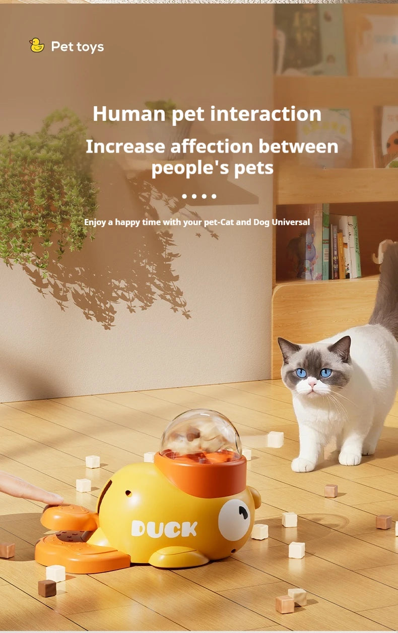 Intelligent Dog Automatic Feeder Cat Dog Puzzle Feeder Interactive Pet Food Treat Dispenser Cartoon Duck Design for Dog Training