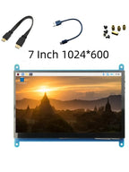 7 Inch Raspberry Pi 4/3/2/B/B+/A+ Monitor 1024x600 IPS 5-Points Capacitive Touchscreen Drive Free HDMI Display For Win 7/8/10
