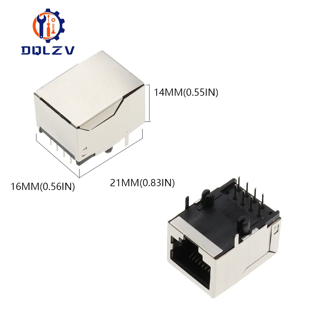 Shield RJ45 8P8C Jack Connector No LED 21MM PCB Mount Network Internet Modular