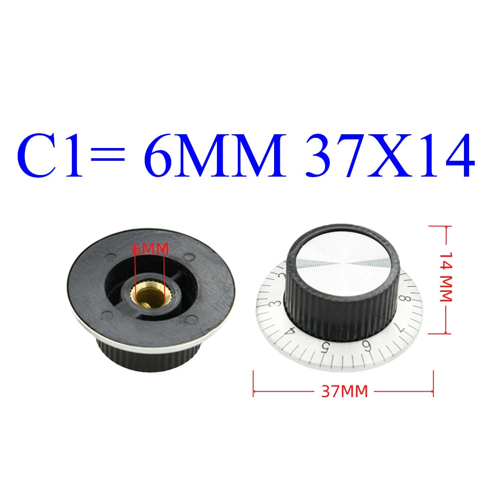 C1/C2/C3 Digital Scale 6mm Potentiometer Knob Metal Surface Indicating Instrument Adjustment Knob