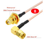 RP-SMA Male to Waterproof SMA Female Bulkhead RG316 Cable 50 Ohm RF Coaxia Pigtail WIFI Router Antenna Extension Cord Jumper