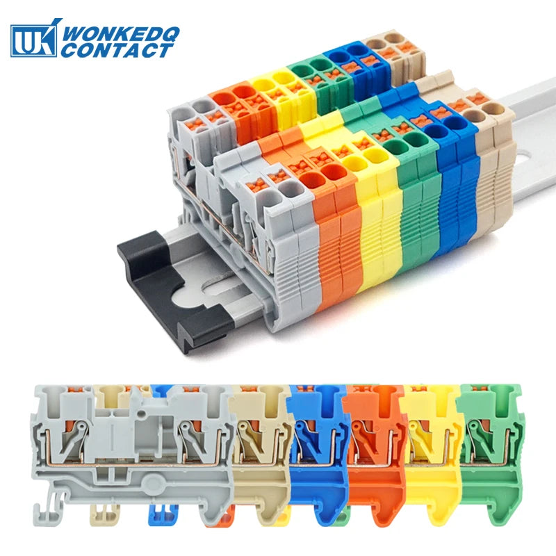 10Pcs PT2.5 DIN Rail Terminal Block Push-in Connector 2.5mm² Cable Screwless Plug Electrical Wire Connect NS35 PT 2.5