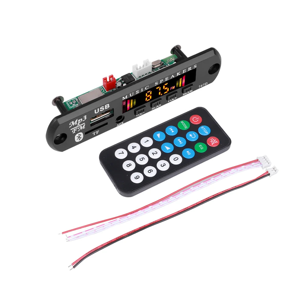KEBIDU Bluetooth 5.3 MP3 Player DC 12V MP3 Decoder Board Car Wireless Music Player Folder Switching USB TF FM Radio For Speaker