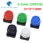 TZT 25PCS Tactile Push Button Switch Momentary 12*12*7.3MM Micro switch button + 25PCS Tact Cap(5 colors) for Arduino Switch