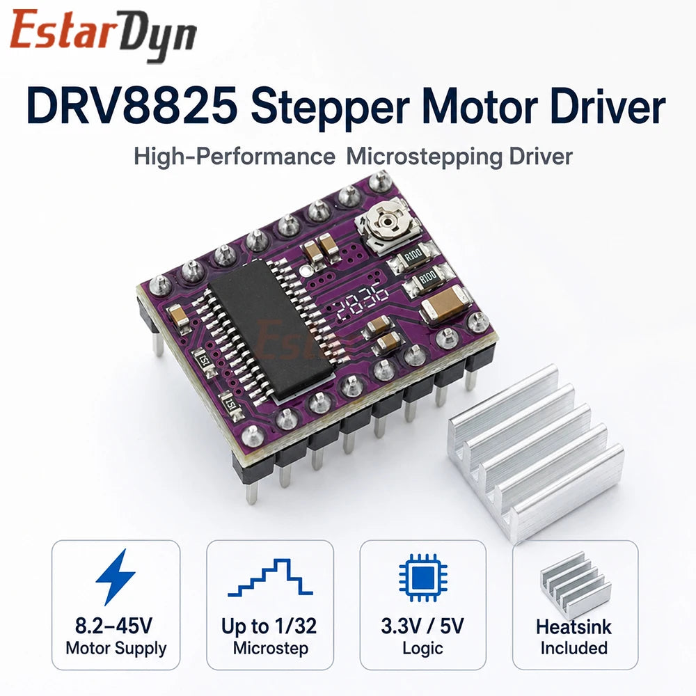 Estardyn DRV8825 Stepper Motor Driver Module 1.5A 1/32 Microstep, A4988 Pin Compatible for 3D Printer CNC Engraving RepRap