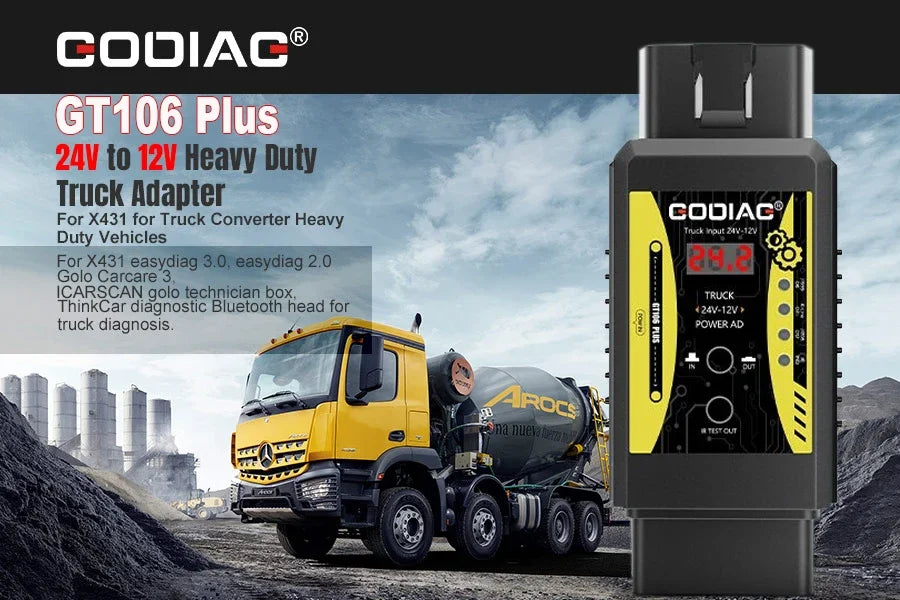 GODIAG GT106 PLUS 24V to 12V Heavy Duty Truck Converter Adapter for X431 Easydiag/ThinkCar2/Thinkdiag/GOLO Carcare/DBScar II