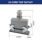 Rectangular Heavy Duty Connectors HDC HE 4 6 8 10 16 20 24 32 48 Core Pin 16A Waterproof Aviation Plug Top Side Line Connector
