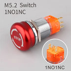 LANBOO 19mm 22mm Metal Emergency STOP Mushroom Push Button Switch Latching Button Switch with LED