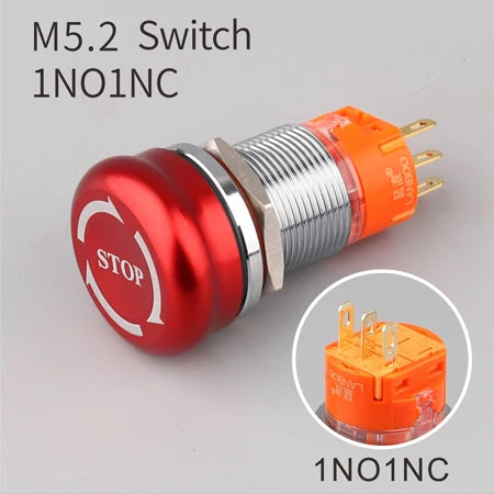 LANBOO 19mm 22mm Metal Emergency STOP Mushroom Push Button Switch Latching Button Switch with LED