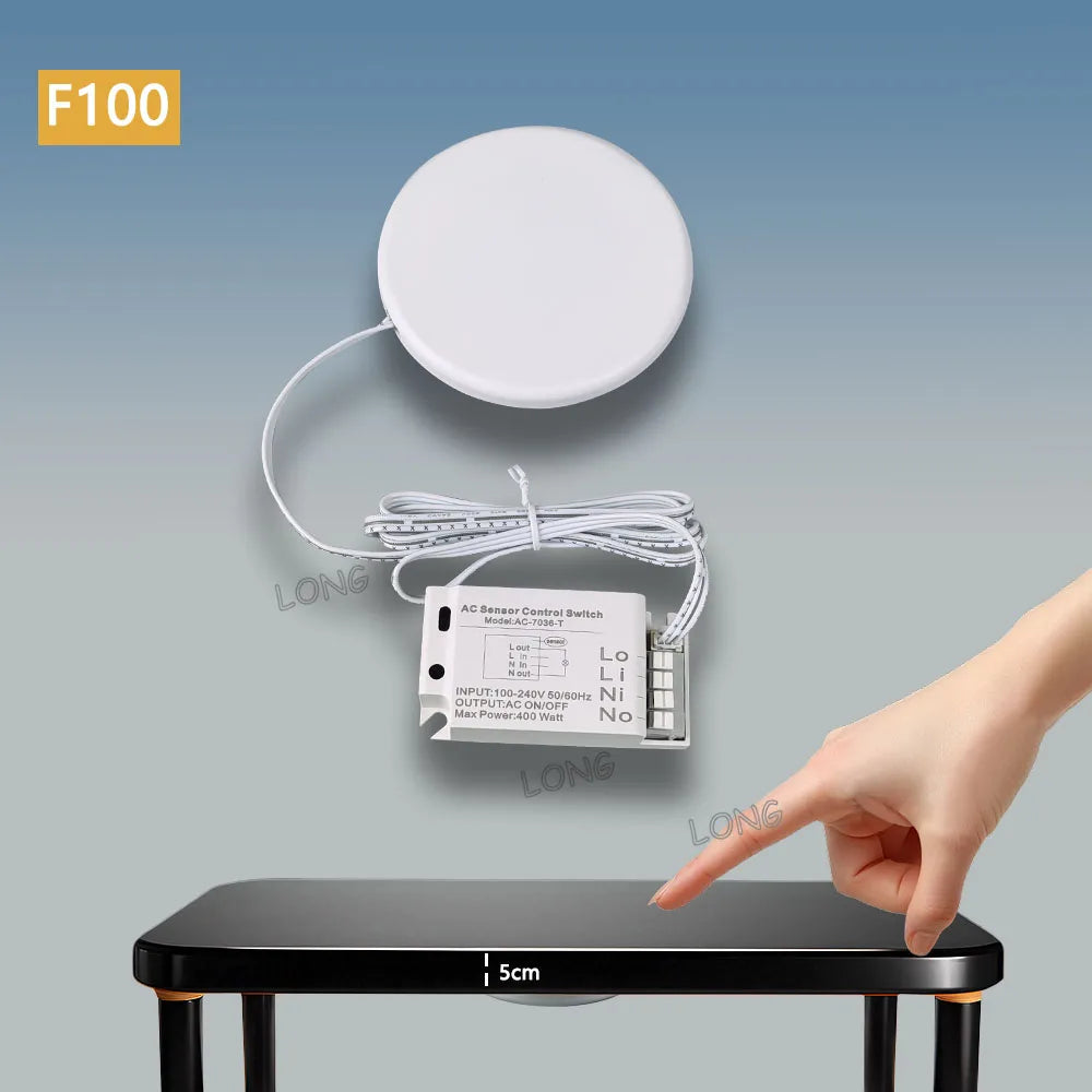 Hidden Touch Switch Penetrates 5cm Wood 400W AC110-220V for Cabinet Light Fan Appliance Invisible Mount Sensor ON OFF Switch