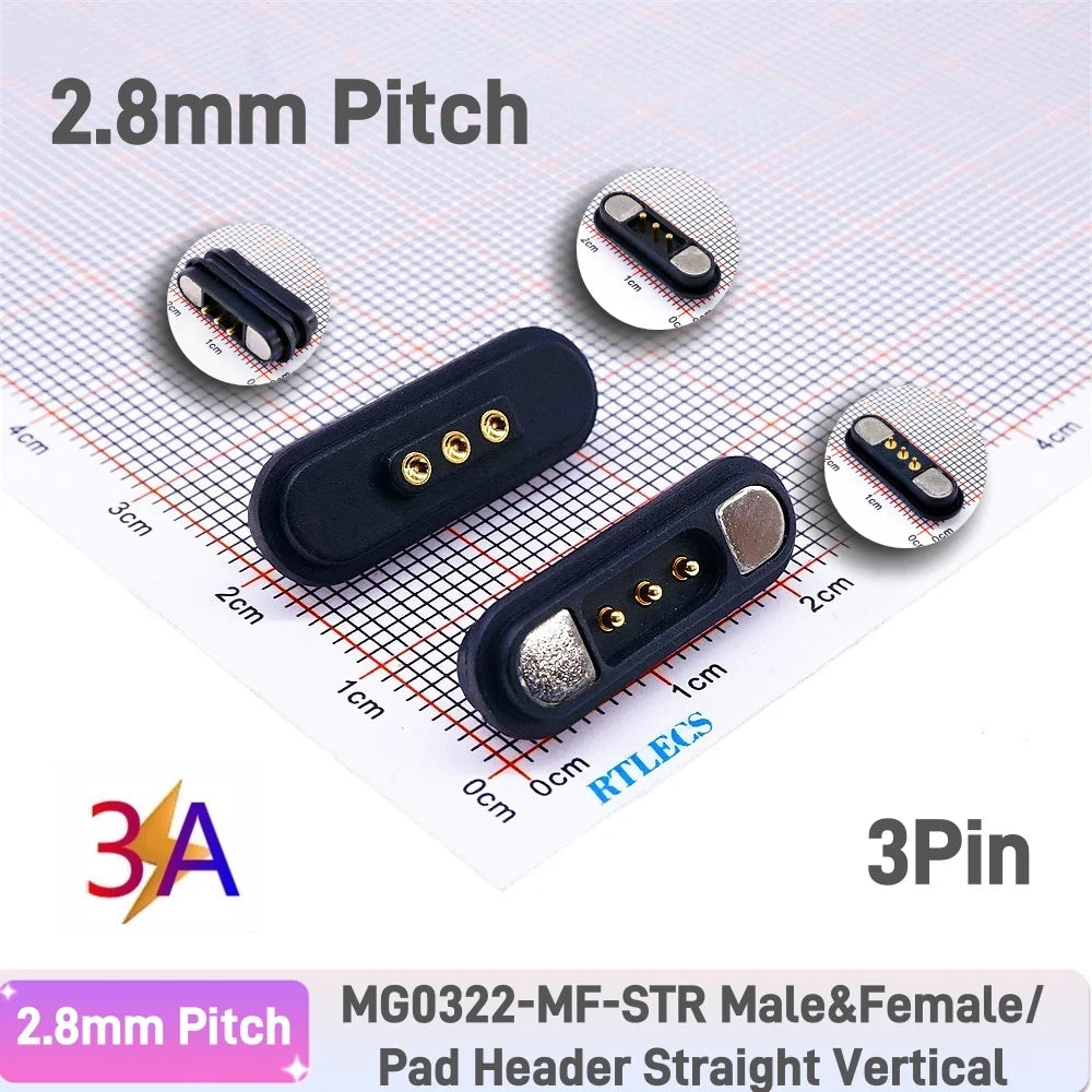 3A Magnetic Spring Loaded Pogo Pin Connector 5-24VDC 2/3/4 Pin Male Female Blind Led Lamp Snap-on JST SM JR Servo Extended Cable