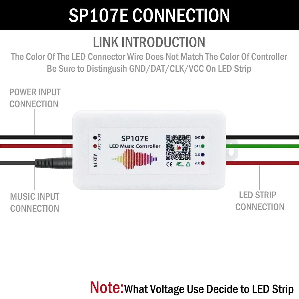 WS2815 Led Strip With SP107E Bluetooth Music Controller 30/60/144 Pixels/m RGB Individually Addressable LED Light Lamp Kit DC12V