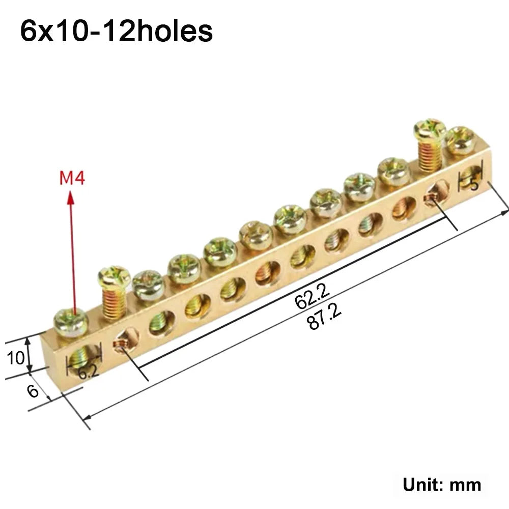 Grounding Bars Copper Wire Connector Multi-specification With Hole Screw Copper Bar Terminal Zero Ground Terminal Electrical