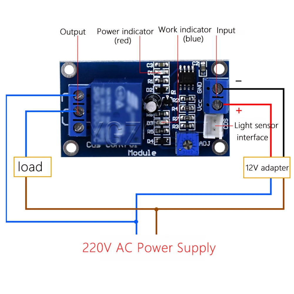 XH-M131 DC5V/12V/24V Automatic Brightness Control Photoresistor Module Light Control Relay