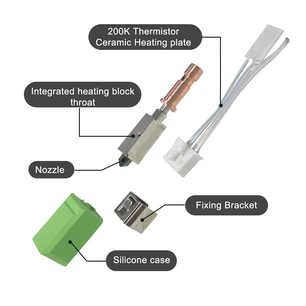 2.0 Version Upgraded Hotend For Kobra s1/s1 Combo Hotend Upgraded Thermistor Heater 200K For Anycubic Kobra S1/S1C Nozzles