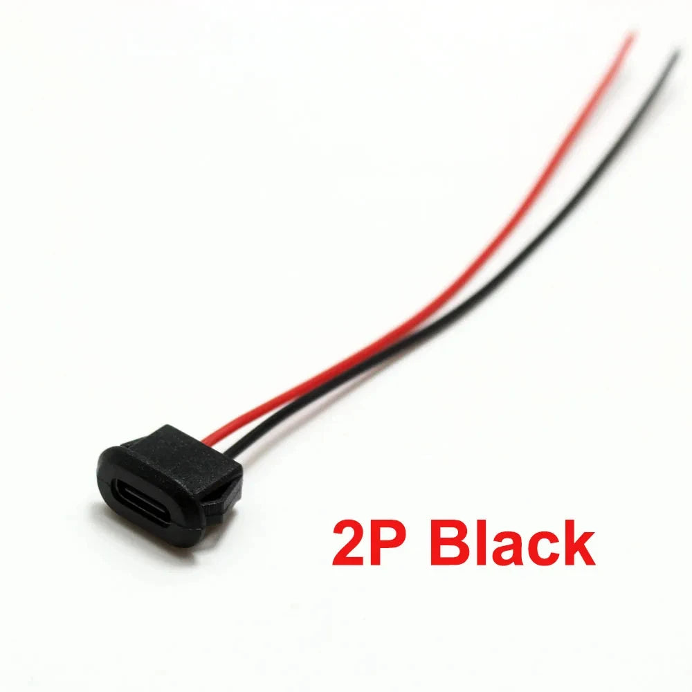 2 4 6 Pin USB-C Type Waterproof USB Connector Direct Compression Female Base Female Socket Charging Interface With Welding Wire