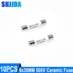 10PCS 6*30mm Ceramic Fuse Quickly break 500V 0.5A 1A 2A 3A 4A 5A 6A 8A 10A 13A 15A 16A 20A 25A 30A Ceramic Fuse 6mmx30mm