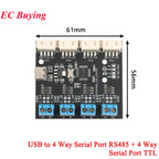 USB to 4 8-way RS485 Serial Port Type-C to 4 8-way 485 Multi-channel UART TTL CH348 HUB RS485 Module Expansion Board YR-6028