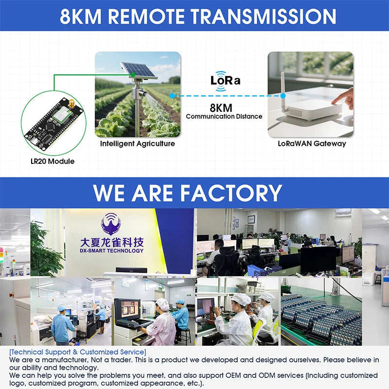LLCC68 LoRa Wireless Module 868Mhz 915Mhz 433 475Mhz DX-LR20 22dBm 8KM Long Range SMD RF Module Power Supply