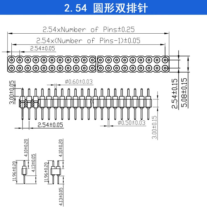 1x40P 1.27mm 2.0mm 2.54mm Round Hole Male Tin Gold Female Pin Header Single Row 0.1" Breakable PCB IC Crystal Transistor Socket