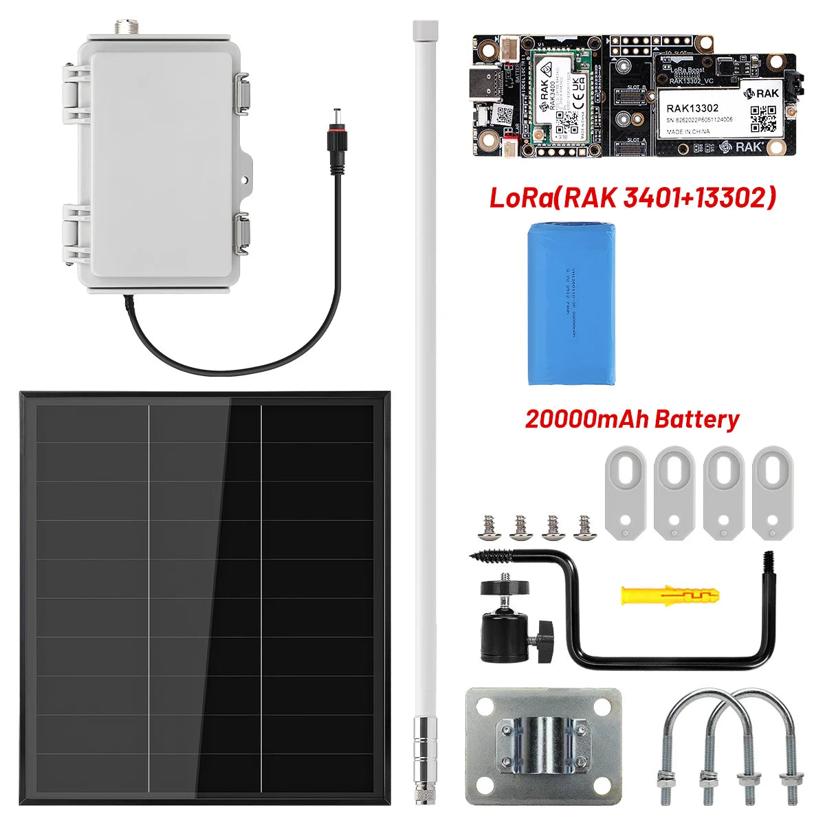 HP1 High Power LoRa Module Wismesh 1w Booster Starter Kits with 20w Solar Power System 6dBi Fiberglass Antenna Mount