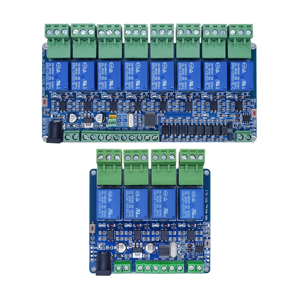 5V 12V Modbus Rtu 4 8 channel Relay Module RS485 TTL Communication 4 8 way Input Relay Module