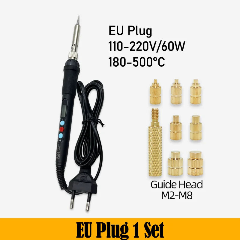 Heat Set Insert Press Tool Electric Soldering Iron Tip M2 M3 M4 M5 M6 M8 Thread Brass Inserts Nut Embedded Kit for 3d Printing