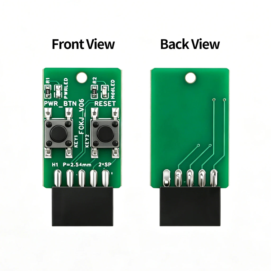 Mini Computer Power Reset Switch Board 9-Pin Connector Front Panel Header for PC Desktop Motherboards with LED Status Indicators