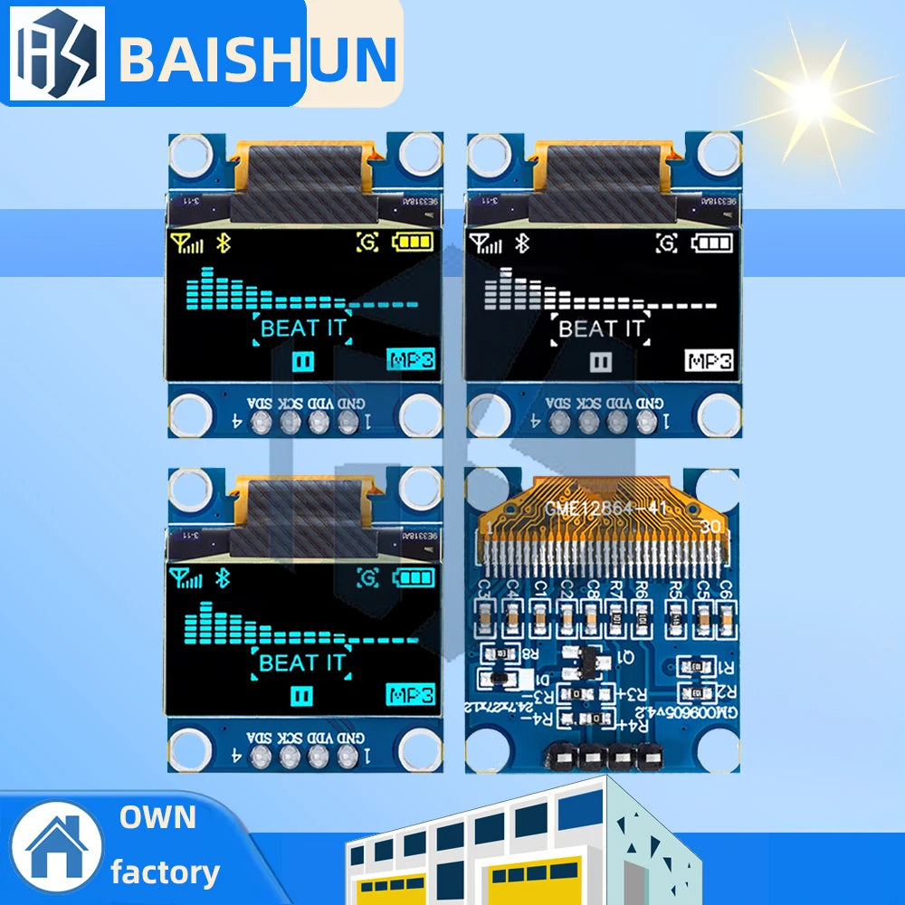 ‌0.96 Inch I2C SSD1306 OLED Display Module – 128x64 Dual-Color (Yellow/Blue) Screen for Arduino, Raspberry Pi & ESP32 Projects