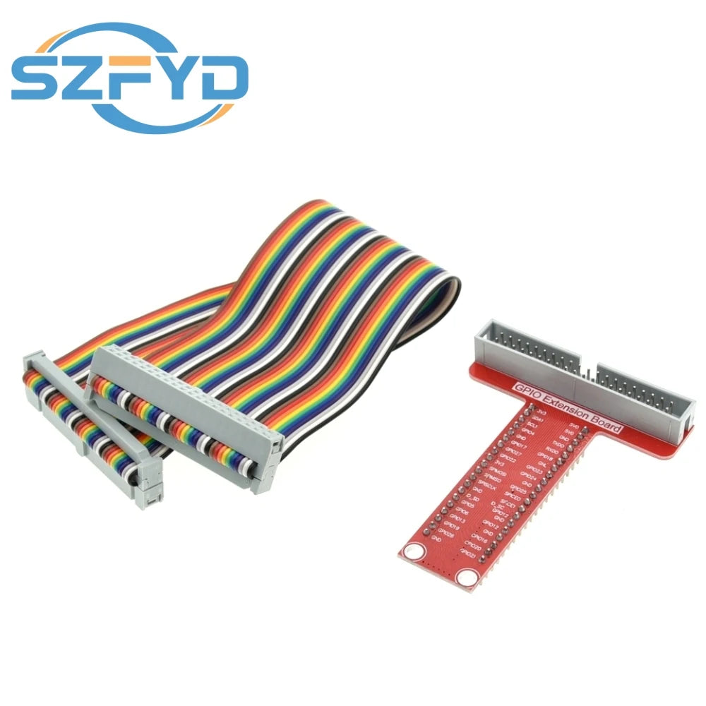 T-Type GPIO Expansion Board + 40-Pin Ribbon Cable for Raspberry Pi 4 3 2 B+ Compatible with Breadboard DIY