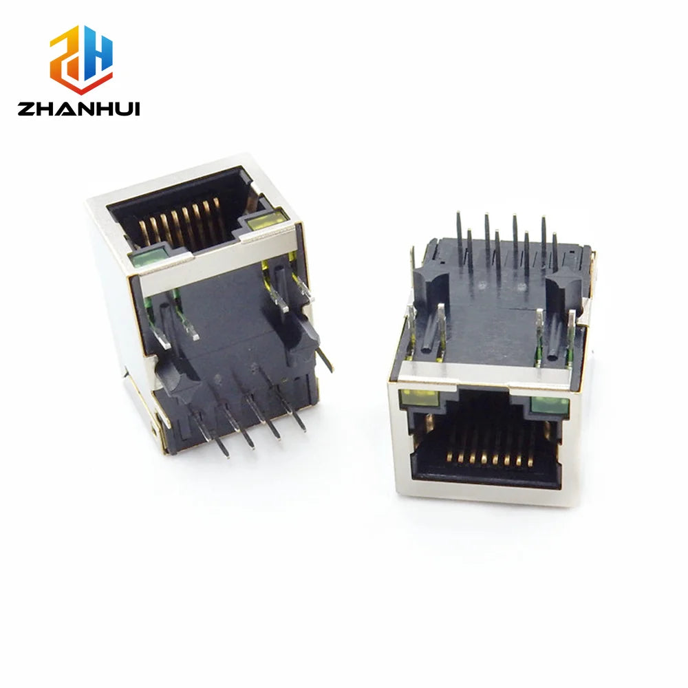 5/10PCS HR911105A Single Port RJ45 Connector with Integrated Magnetics Module & LED for 10/100Base‑T Ethernet NIC