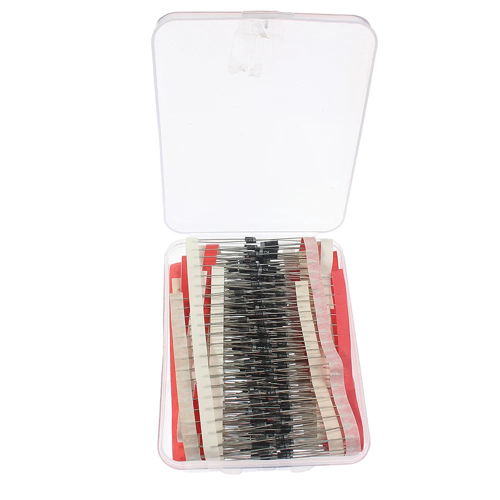 350PCS Rectifier Diode 1N4148 1N4001 1N4004 1N4007 1N5404 1N5406 1N5408 RL207 UF4007 FR107 FR207 1N5817 Schottky Diodes Kit