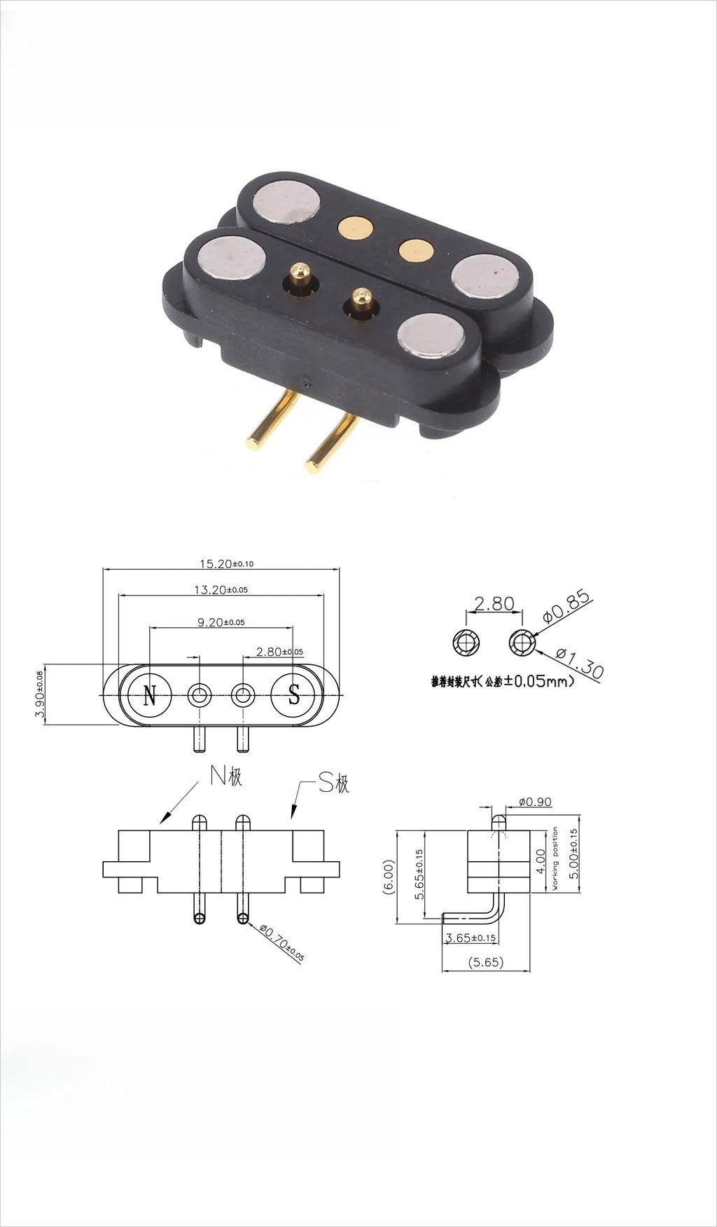 1/5 Set Waterproof DC Magnetic Pogo Pin Connector 2 3 4 5 6 7 8 9 Poles 2.54 MM Pogopin Male Female Contact Strip 90 Degree