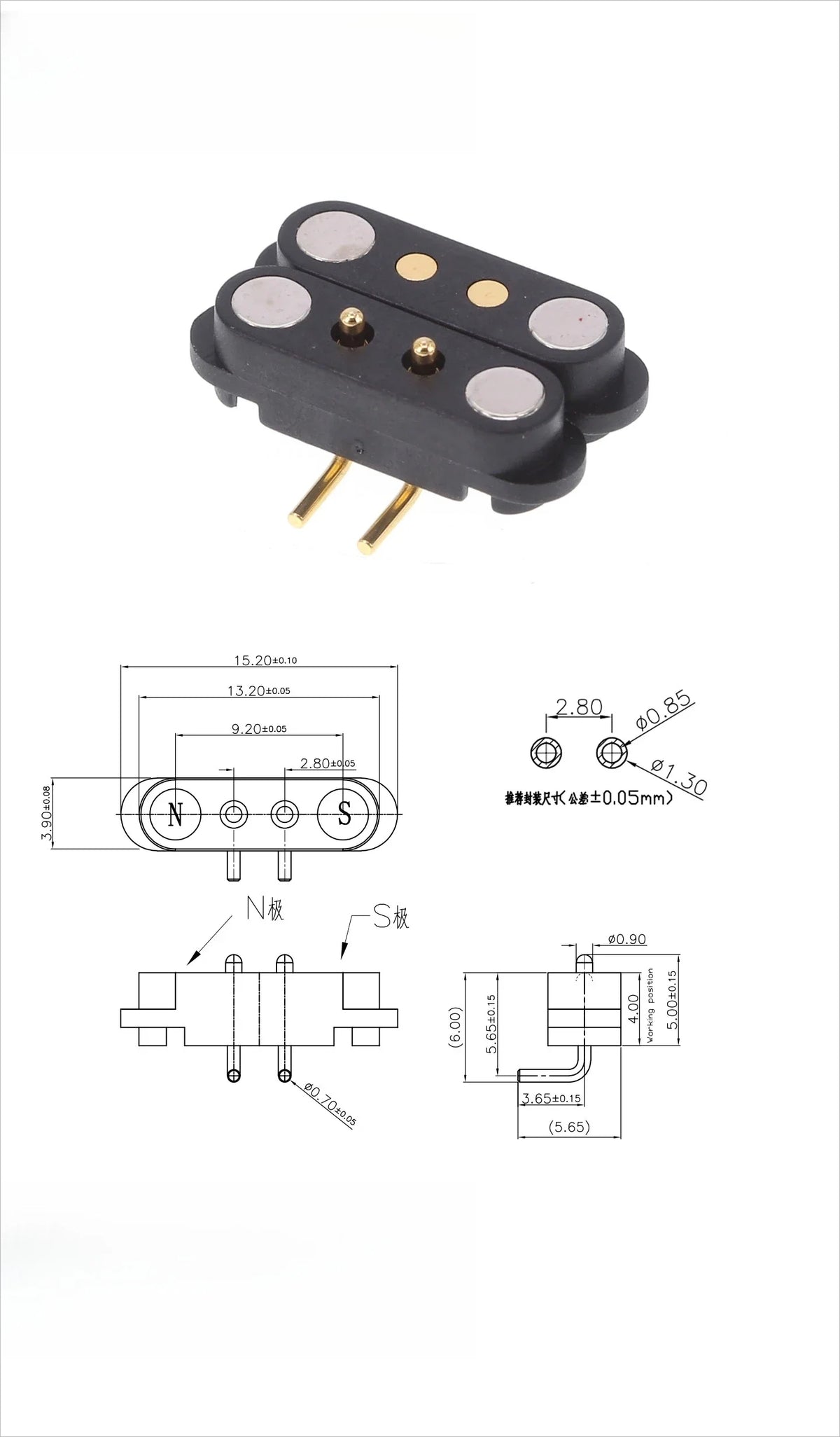 1/5 Set Waterproof DC Magnetic Pogo Pin Connector 2 3 4 5 6 7 8 9 Poles 2.54 MM Pogopin Male Female Contact Strip 90 Degree