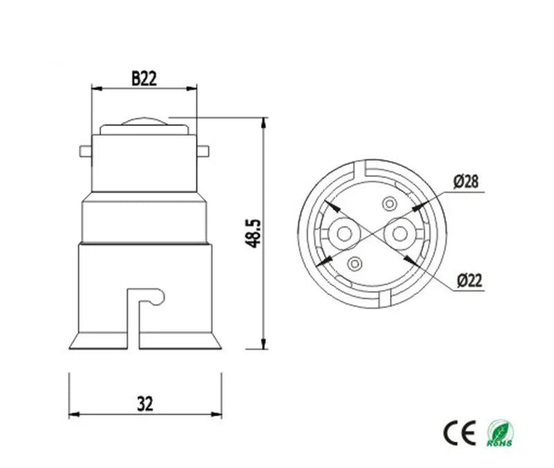 2pcs B22 To B22 CFL LED Bayonet Light Socket Adapter Extender B22-B22 Lamp Holder Converter