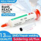 Flux 100% Original KELLYSHUN PCB Soldering Flux 10ml Needle Tube Welding Flux No-Clean Soldering Paste NC 559 558 652 Solder
