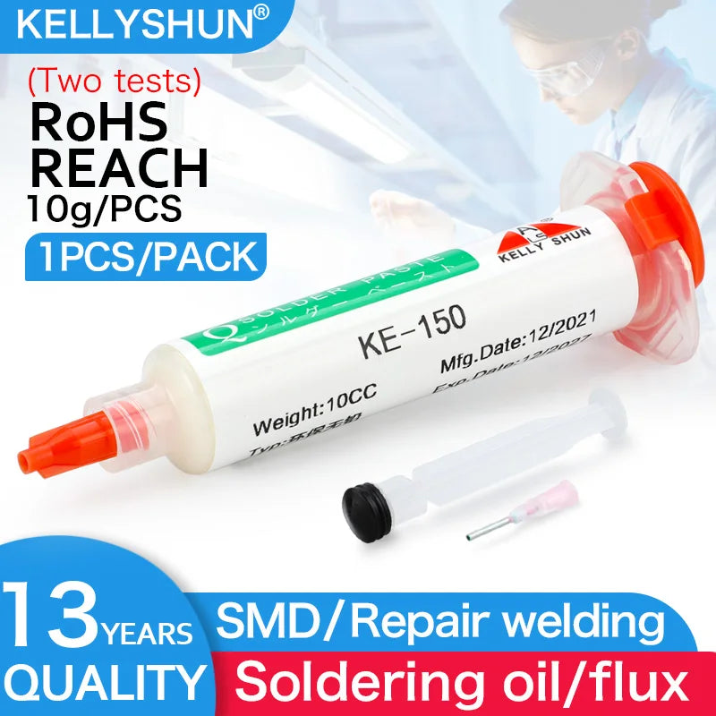 Flux 100% Original KELLYSHUN PCB Soldering Flux 10ml Needle Tube Welding Flux No-Clean Soldering Paste NC 559 558 652 Solder