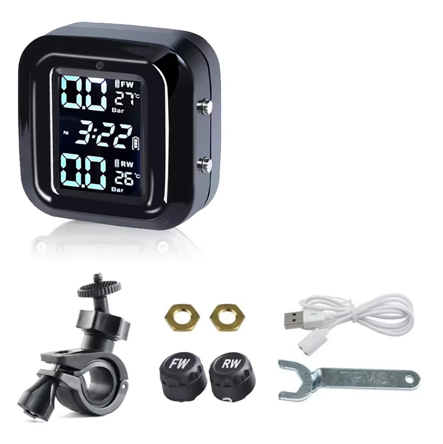 M5 Motorcycle 2 Wheel Tyre External Sensor Tire Pressure Sensors Moto TMPS with Colorful Screen Tire Pressure Monitoring System