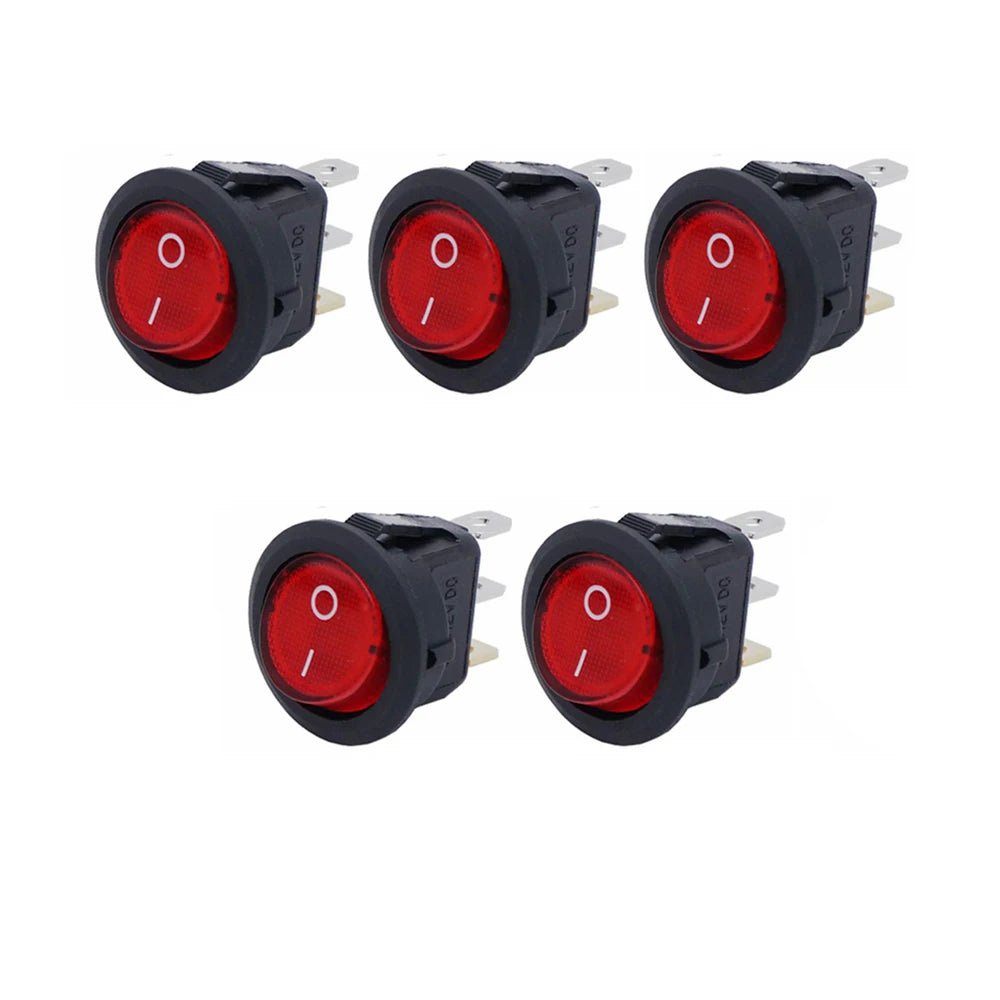 4/5/12pcs 3pin Round Switch LED 20A 12V DC With Color Switch Rocker Switch Can Be Used For Car Motorcycle Boat Bus RV