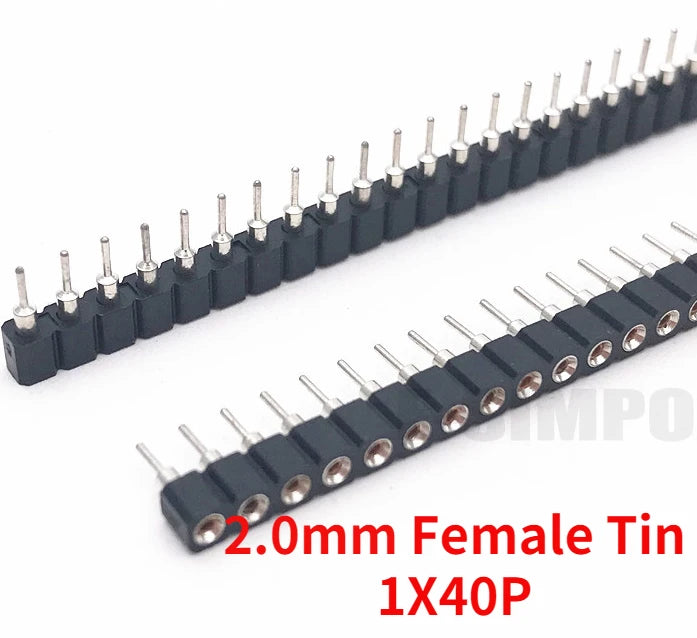 10pcs 2.0mm/2.54mm Pitch 1/2x40Pin Single/Double RowCrystal IC Socket Hole Round Male Female Pin Header Connector