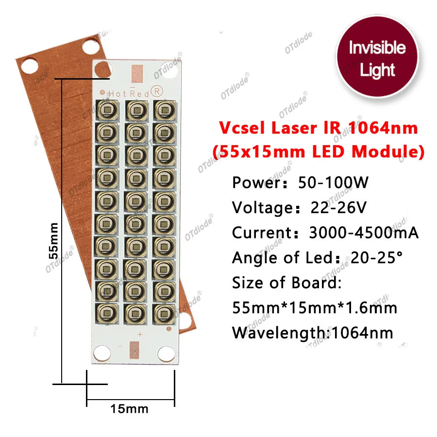 3535 Vcsel Laser High Power LED Chip IR Infrared 10W 20W 30W 50W 60W 80W 100W 850nm 940Nm 808nm 980nm 1064nm Sensing Monitoring