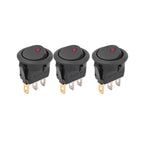 12V LED Boat Switch with Light Car Truck Rocker Switch on/Off Control SPST 3 Pin 2 Position for Marine Auto 1/3/12pcs