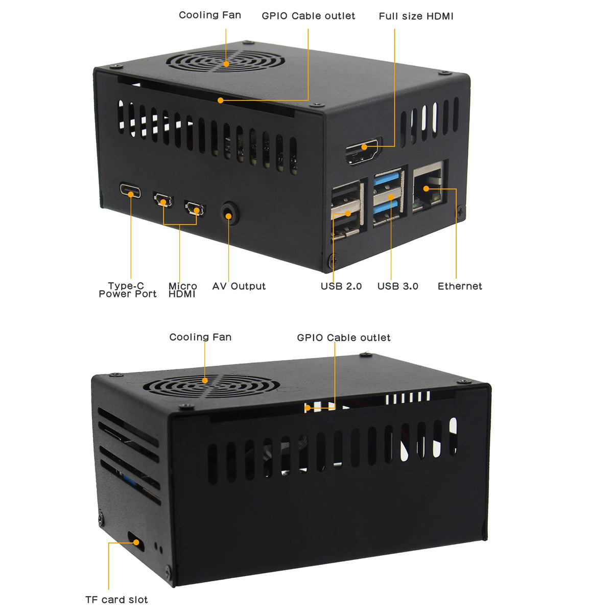 Geekbord Raspberry Pi 4 Case|X630-C1 Metal Case with Fan for Raspberry Pi 4 & X630 Hdmi-to CSI-2 Module & X1300-A2 Audio Adapter