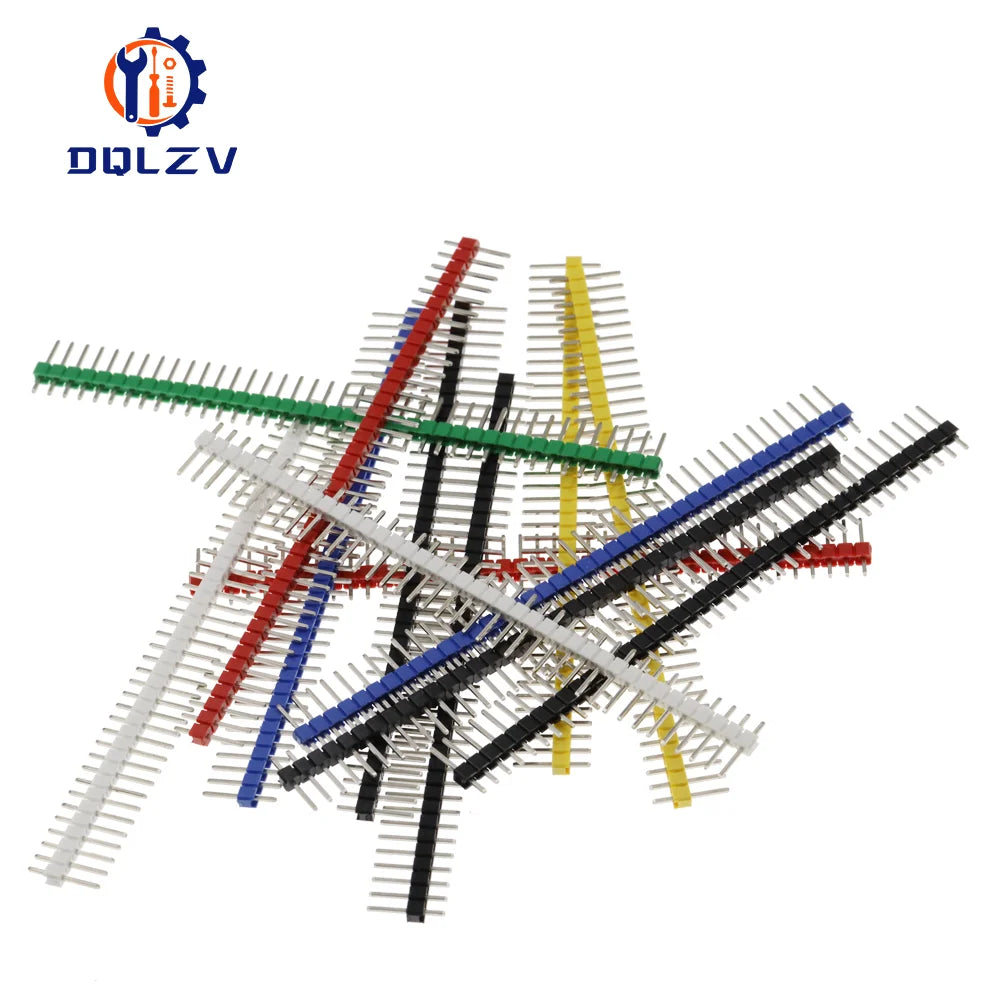 10PCS 40 Pin 1x40 Single Row Male 2.54 Breakable Pin Header Connector Strip For Arduino White/Black/Red/Blue/Green/Yellow
