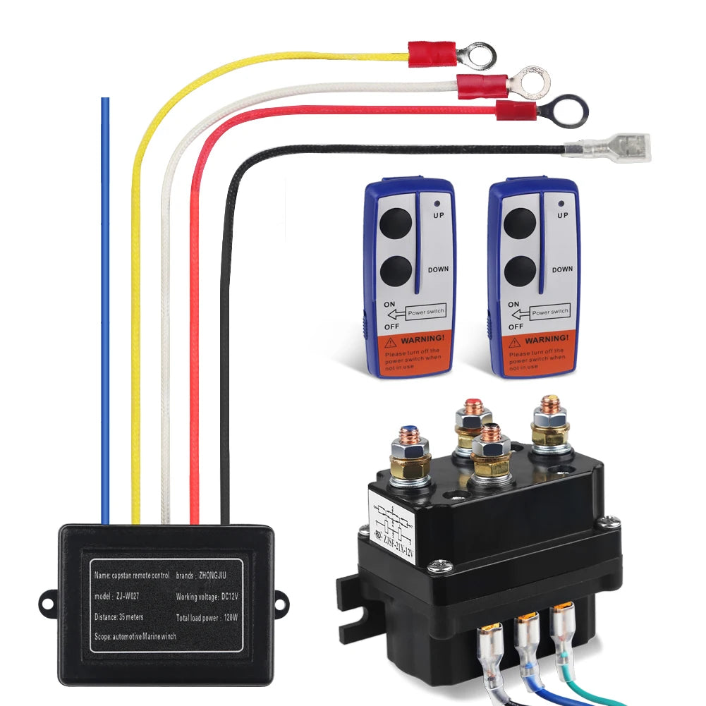 12V 250A Winch Remote Contactor Winch Control Solenoid Relay Twin Wireless Remote Kit Car Motorcycle Off Roaders Accessories