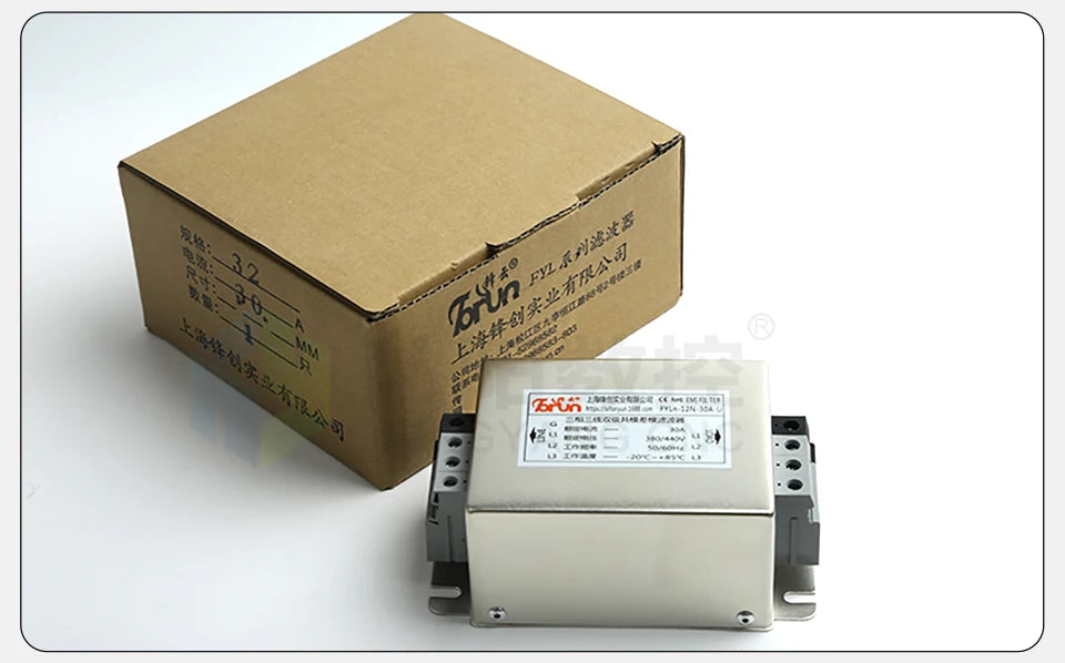 EMI Power Filter Fyln-12N-30A-U Universal 3-Phase Filter 30A 380V AC Power Electromagnetic Inverter Servo Filter