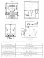 RJ45 1 2 4 6 8 Port Shielded Modular 21MM PCB Jack 8P8C Right Angle Through Hole Pcb Network Connector